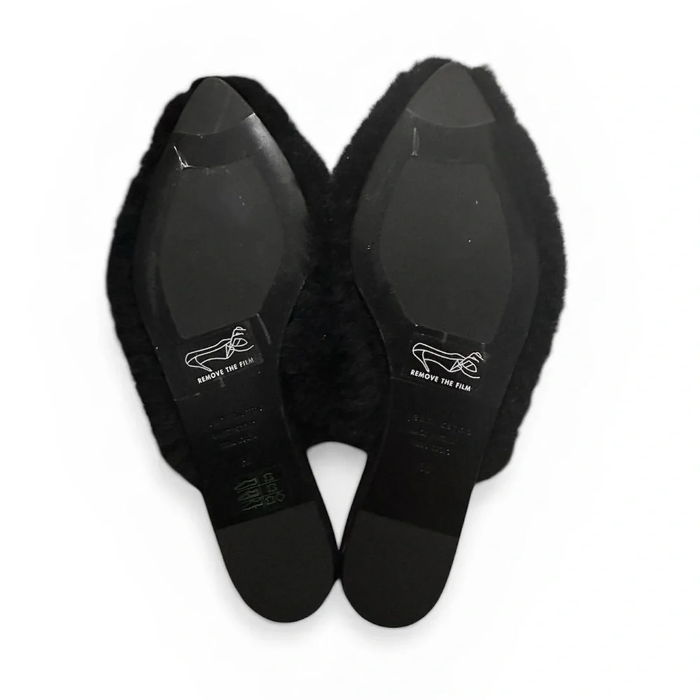 Jenni Kayne Women's Black Shearling
Fuzzy Leather Slip On Mules Size 36 / 6 - Picture 3 of 4